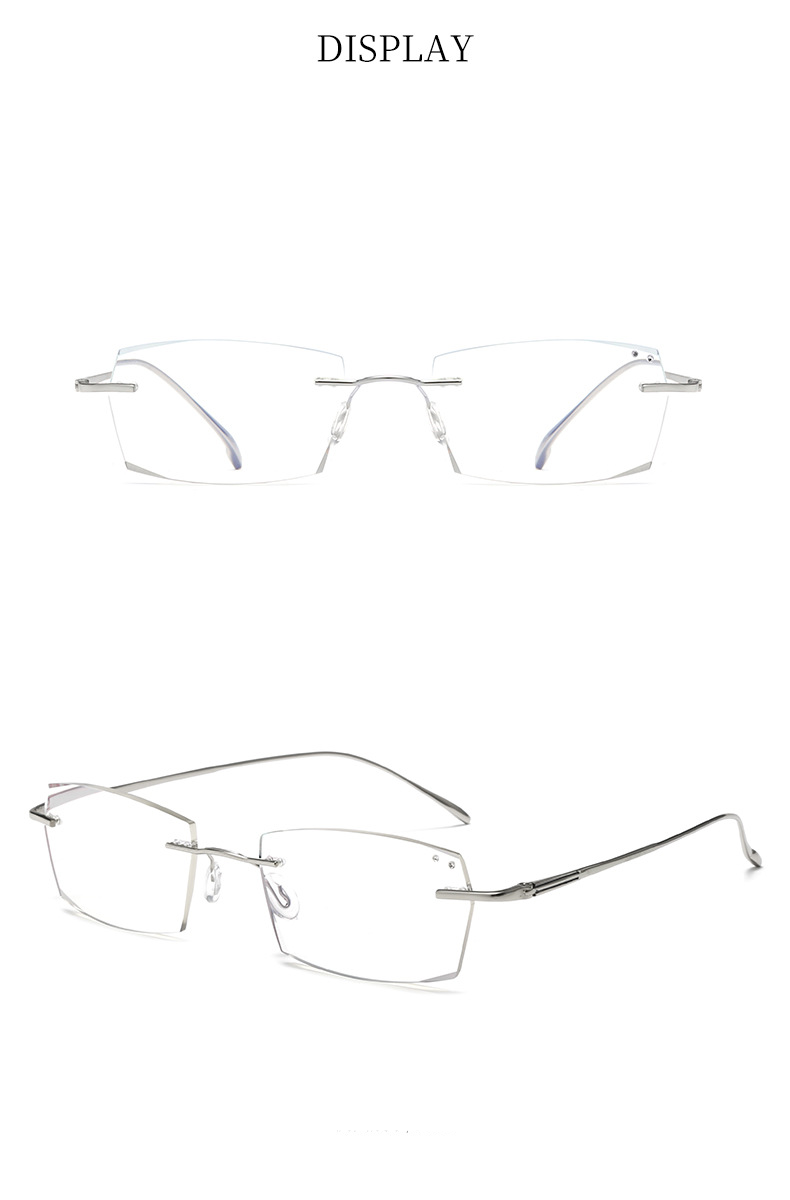 Occhiali da presbiopia unisex con bordo tagliato a luce blu con diamanti e occhiali da presbiopia senza cornice, occhiali da presbiopia per uomo e donna che cambiano colore_voghion.com