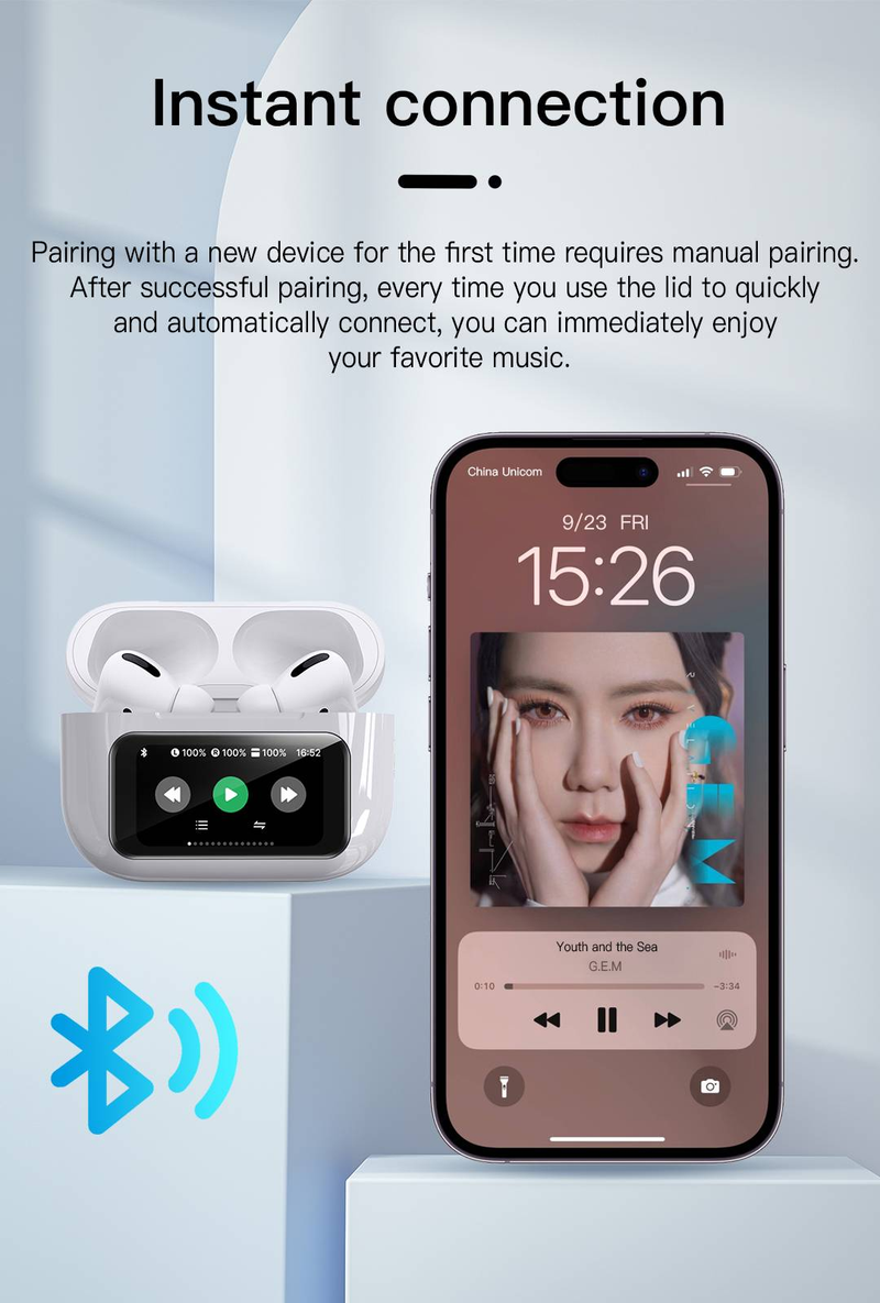 Wireless Earphones With Intelligent Touch Charging Case, Deep Bass Stereo Earbuds, And Microphone_voghion.com