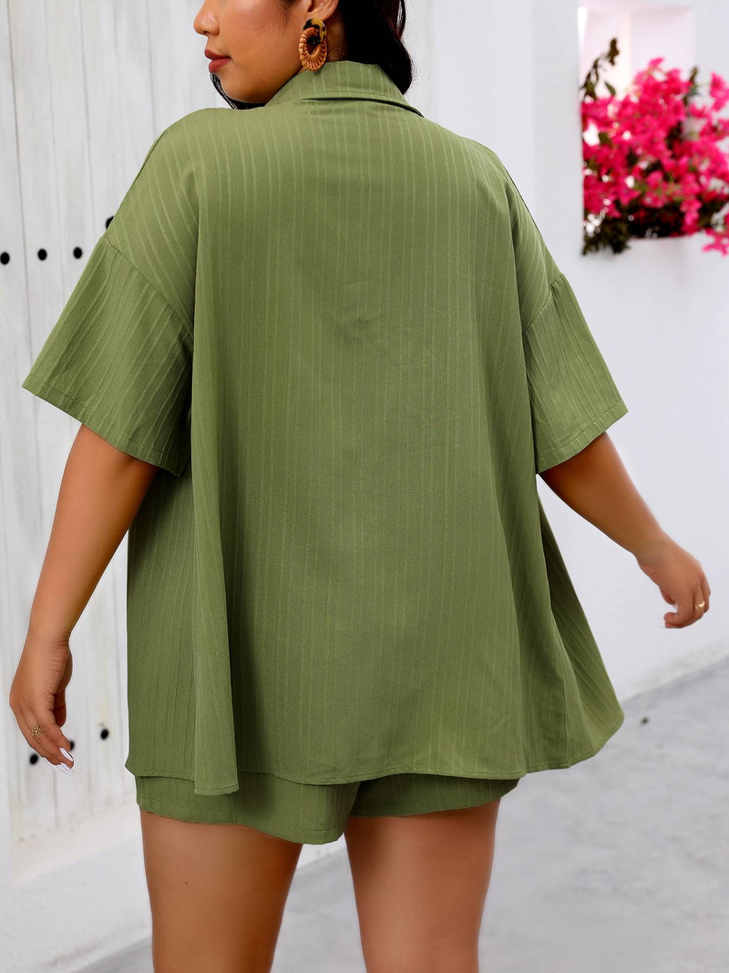 Plus-size dameskleding casual vakantie tweedelige Bohemian kust reisset grote dameskleding_voghion.com