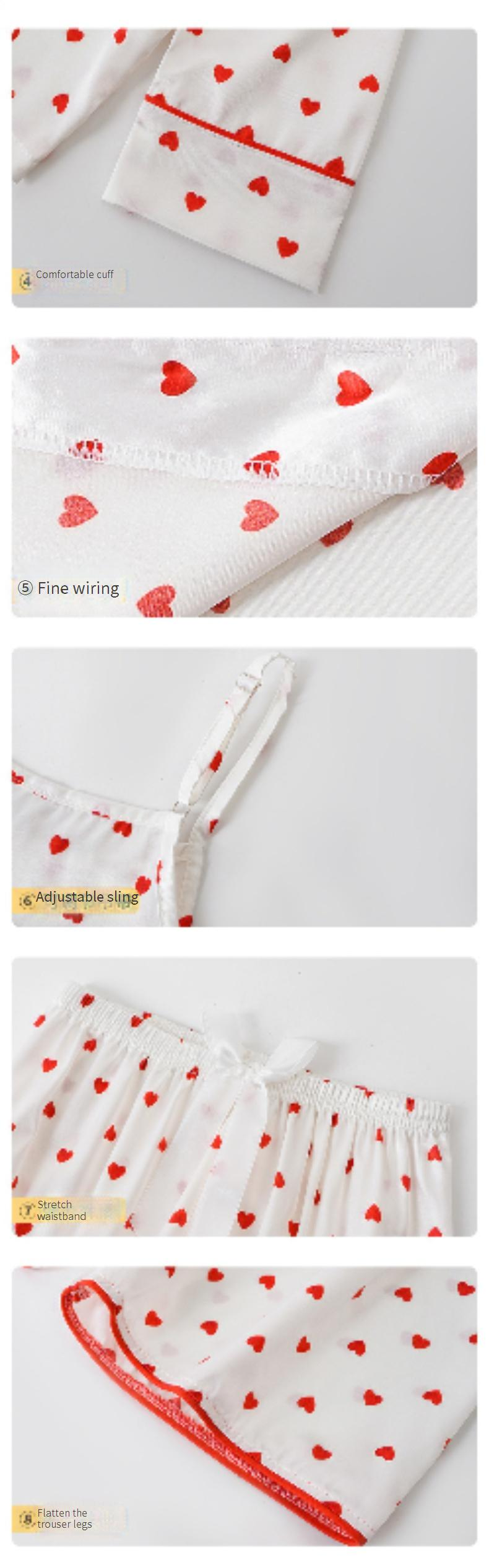 Mother & Kids Children's Silk Striped Pajamas Seven Piece Home Clothes Set_voghion.com