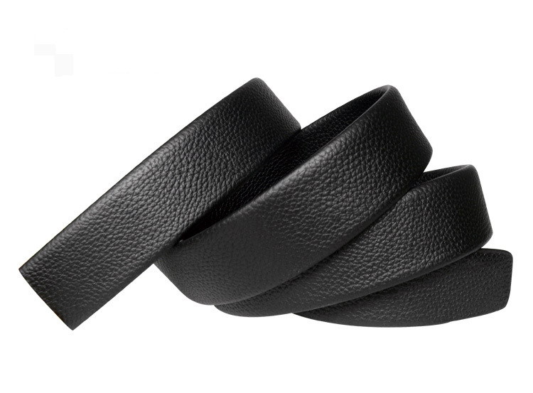 Men's Belts Buckleless Belt 3.6CM Men's Automatic Buckle Belt Two Layer Cowhide Transfer Film Leather Litchi Pattern Hemming Belt Strip_voghion.com