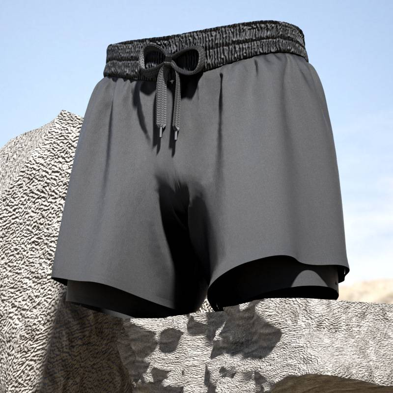 Bañador de secado rápido de doble capa para hombre, antivergüenza, de ángulo plano, conjunto esencial de equipo de natación._voghion.com