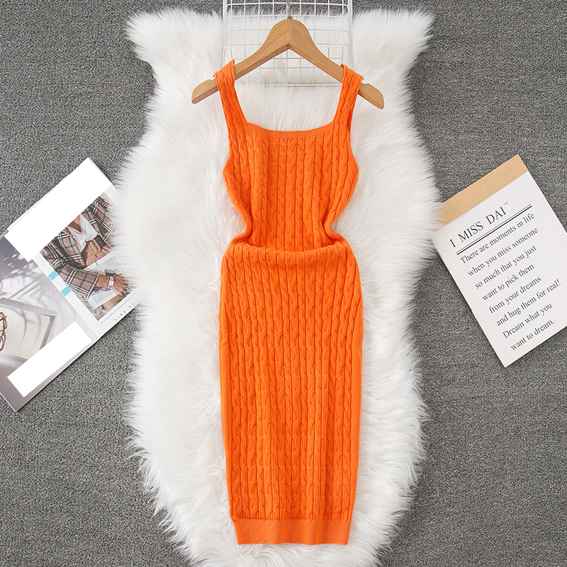 Sexy Square Neck Bodycon Stretchy Knit Tube Dress - High Waist, Backless, Summer Casual & Party Wear Women's Clothing_voghion.com