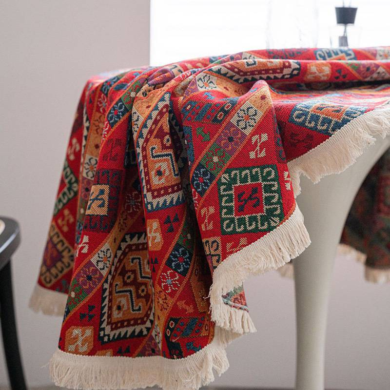 Moroccan Turkish Retro Ins Tablecloth Cotton And Linen Textured Tablecloth Fabric Long Tablecloth Bohemian Tablecloth Picnic Mat_voghion.com