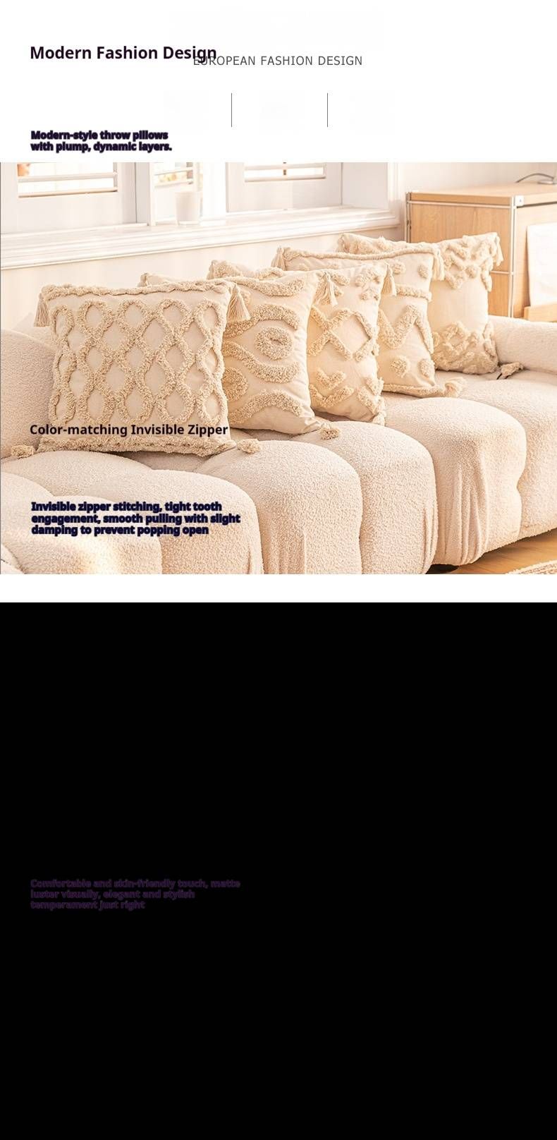 Fodera per cuscino trapuntata geometrica moderna - Elegante federa in cotone per divano, letto, auto (45x45 cm, imbottitura in cotone PP, design boho e minimalista)_voghion.com