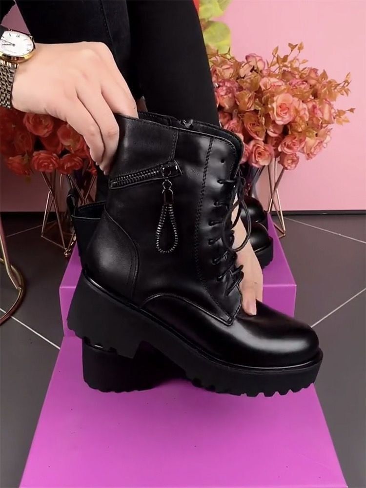 Neue Martin-Shorts im britischen Stil für Damen, Modell 2026: Dicke Sohle, Blockabsatz, Schnürung, Fleece-Futter, rutschfest, vielseitig und weich_voghion.com