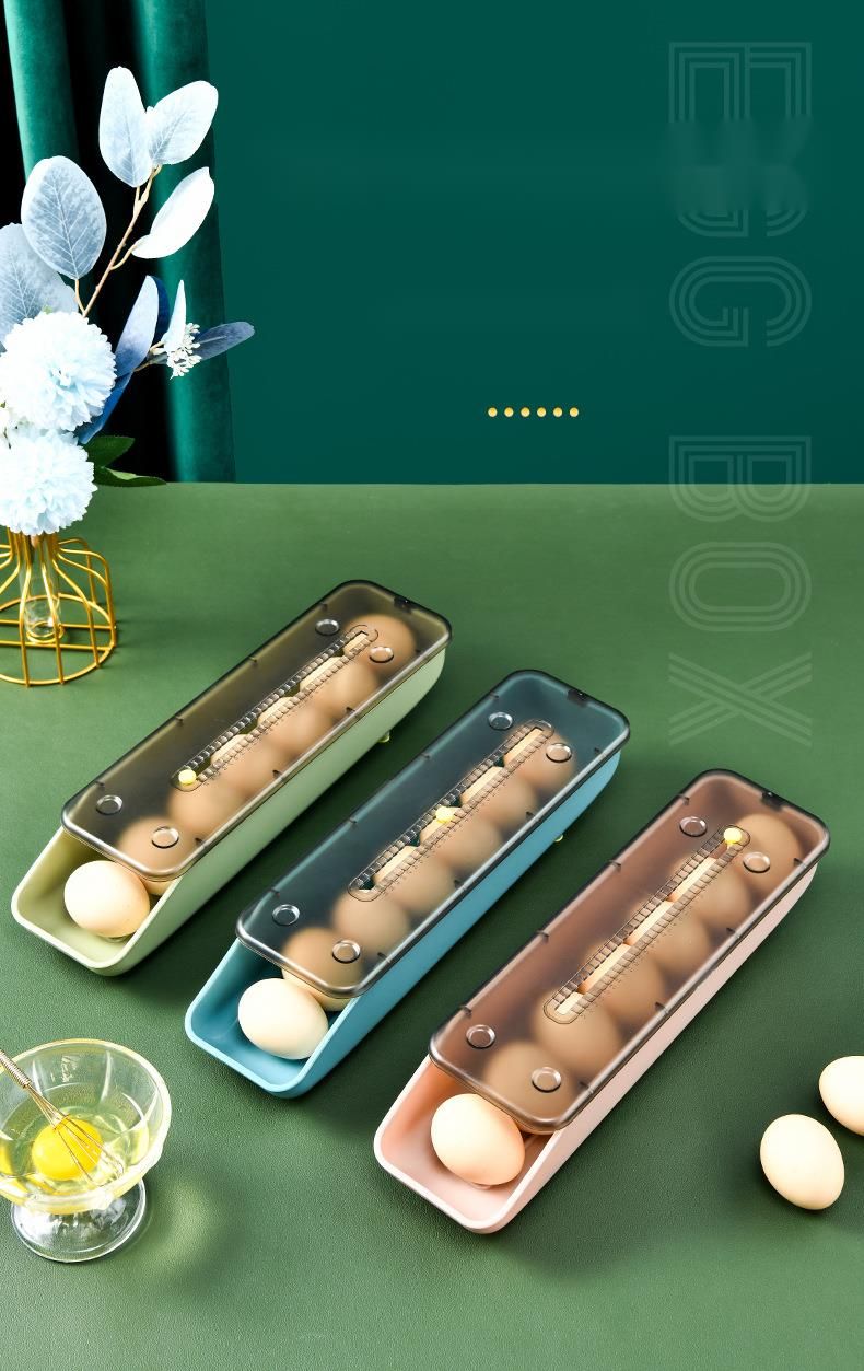 Refrigerator Fresh-Keeping Storage Creative Automatic Roller Household Kitchen Portable Egg Box Shockproof Anti-drop_voghion.com