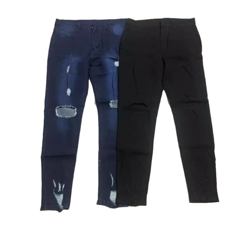 Jeans skinny elasticizzati strappati da uomo, adatti a tutte le stagioni, nuovi e scontati._voghion.com