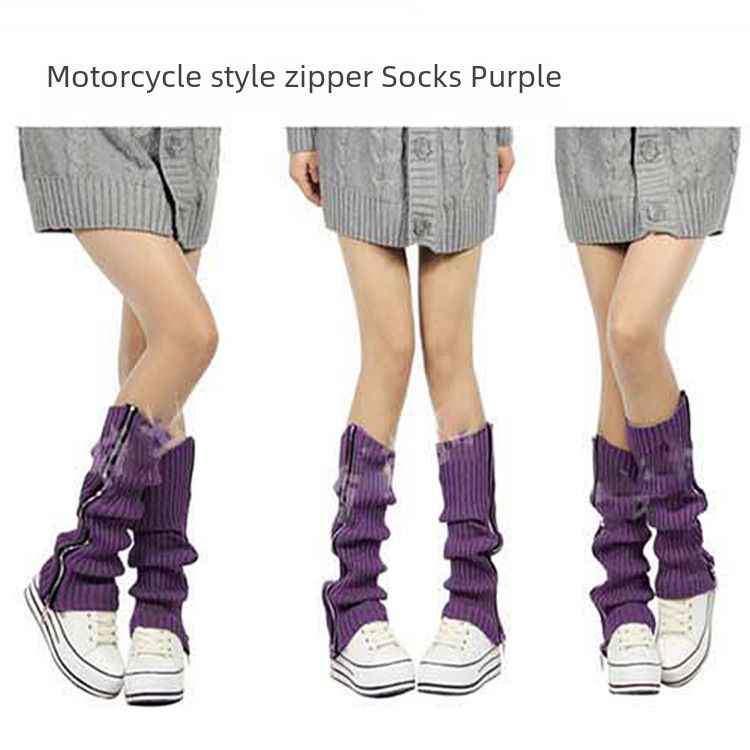 Wollsocken Füße Großhandel Frauen koreanische Version von Herbst und Winter Haufen Socken gestrickt Bein Reißverschluss Stiefel Stiefel Socken Flut Socken_voghion.com