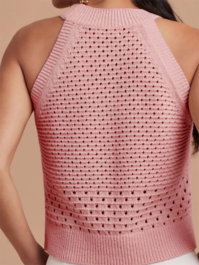 Strickpullover, Damen-Rundhalsweste, ausgehöhlter Pullover, Frühling und Sommer_voghion.com