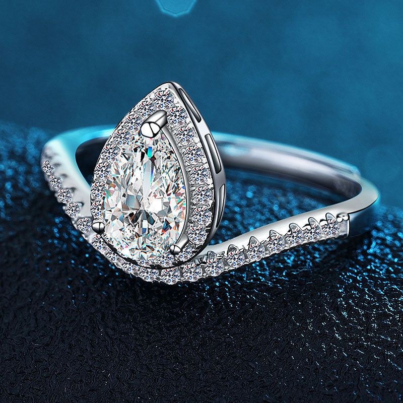 Anello in argento sterling con corona per proposta da donna, di lusso, da un carato, a forma di pera, con zircone a goccia, 5*8_voghion.com