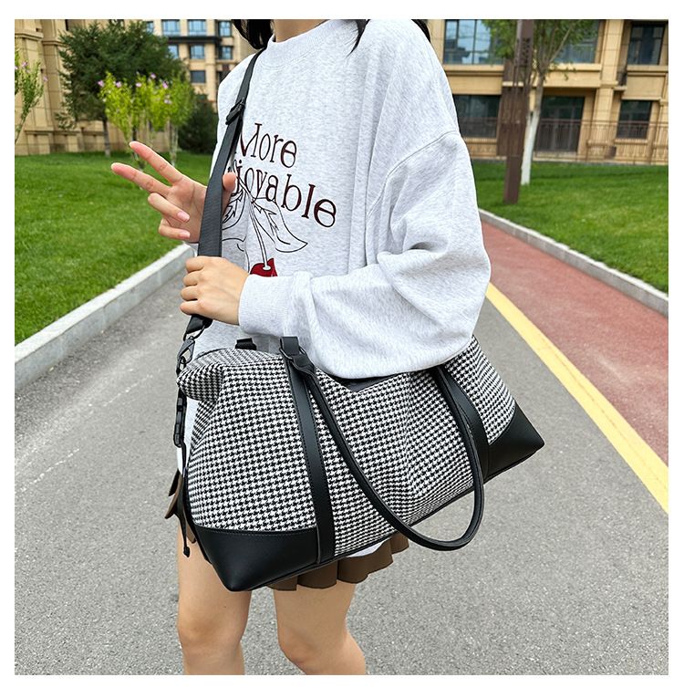 Τσάντα ταξιδιού Τσάντα χειρός αναψυχής Απλή τσάντα αποσκευών τύπου καρό Εξερχόμενο ταξίδι μασχάλης Φορητή τσάντα ταξιδιού Διαχωρισμός στεγνού και υγρού Απλή τσάντα γυμναστικής_voghion.com