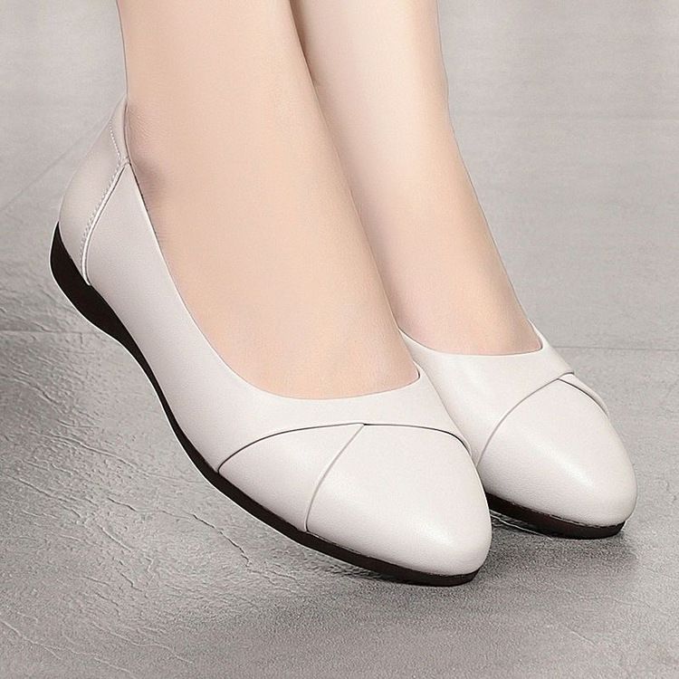 Schuhe für berufstätige Mütter, flache Sohlen, Rindersehne, weiche Sohle, mittlere und alte Einzelschuhe, flacher Absatz, rutschfeste, flache Öffnung, kleine Lederschuhe für Damen_voghion.com
