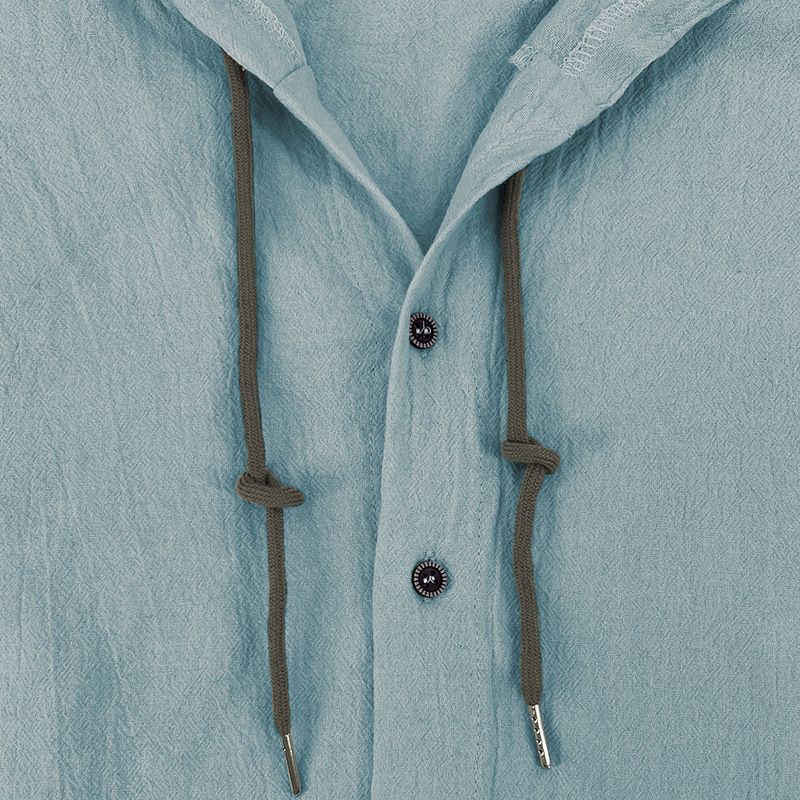 Maglietta casual a maniche lunghe con cappuccio e coulisse in cotone e lino, tinta unita, da uomo, alla moda, da abbinare a qualsiasi outfit, da spiaggia_voghion.com