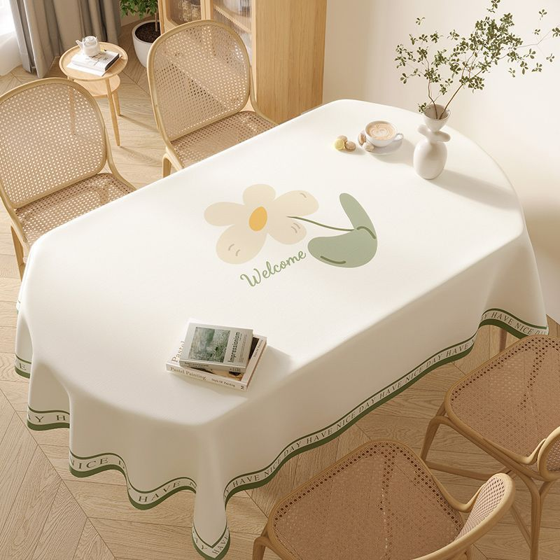 Tovaglia ovale Tovaglia in PVC impermeabile, resistente all'olio, alle scottature e lavabile con tovaglia impermeabile in stile nordico con una sensazione premium_voghion.com