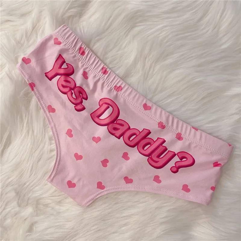CRAZYLIFE DeanFire Kawaii 3D Panties Women Underwear Yes Daddy Hearts Funny Print Lovely Push Up Briefs Lingerie Thong for Female_voghion.com