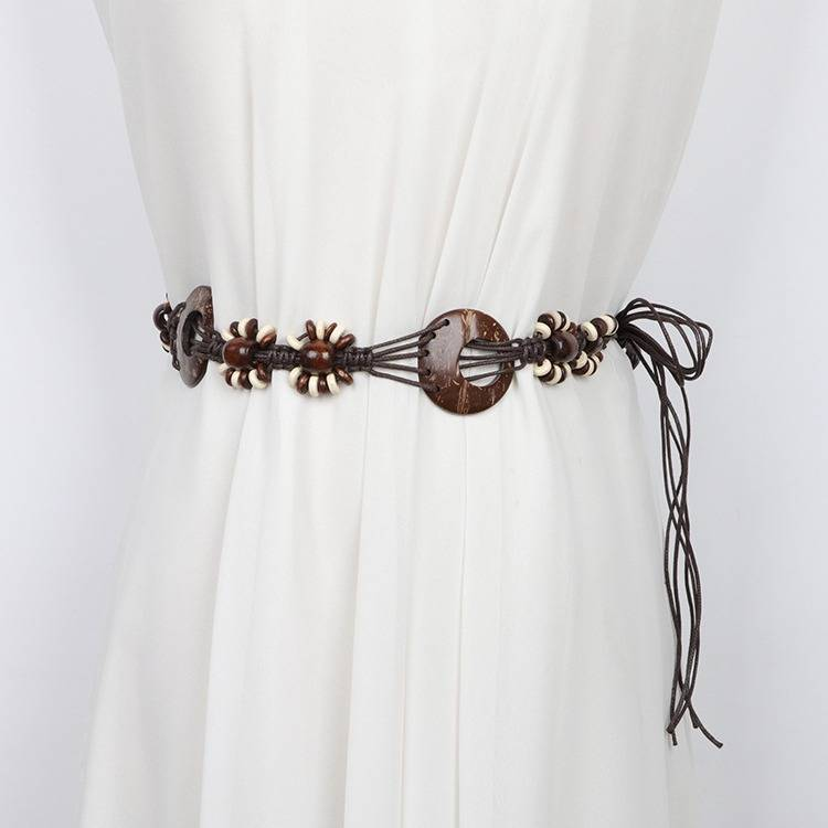 Ceinture tressée 1 pièce, corde de cire ethnique rétro littéraire, décontractée, cintrage de taille, robe décorative, corde de taille_voghion.com