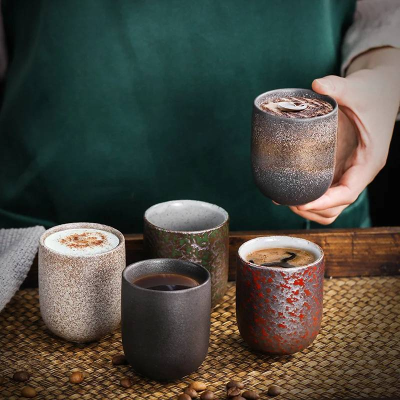 Mini xícaras de chá retrô 100ml canecas de café de cerâmica grossa_voghion.com