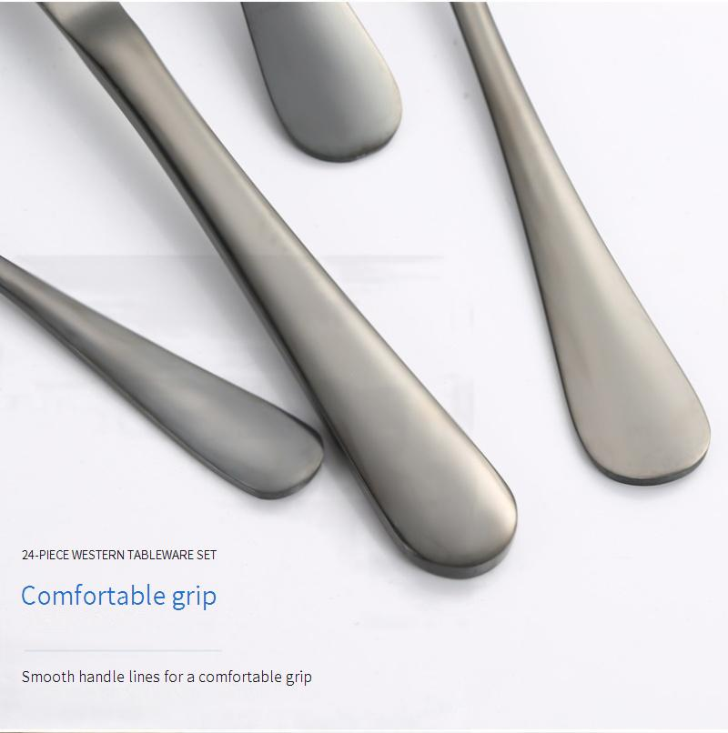 Juego de cubiertos de acero inoxidable 1010 de 24 piezas en caja de regalo con ventana: cuchillos, tenedores y cucharas para carne, ideal para la cocina occidental._voghion.com