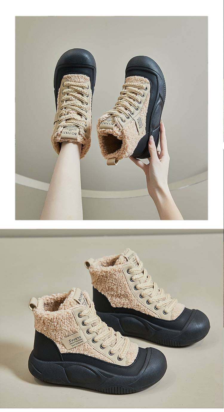 Neue Damenschuhe im koreanischen Stil mit dicken Sohlen und zusätzlichem Fleece für den Winter_voghion.com