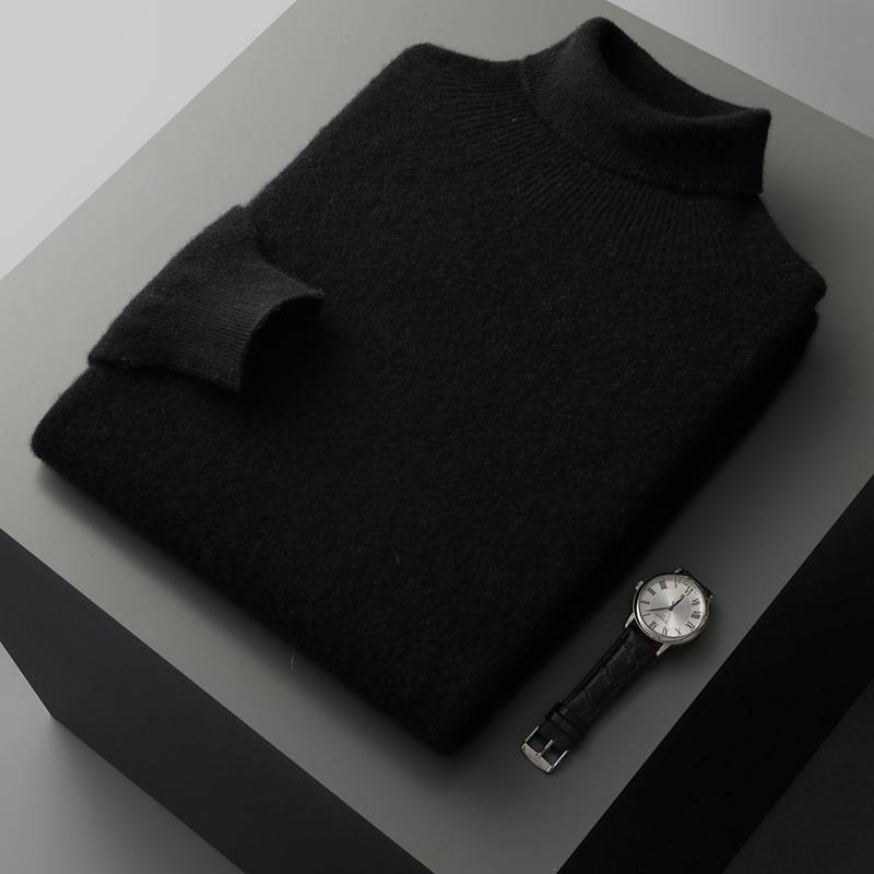 Men's Inner Layer With A Semi-high-neck Pullover Sweater And A Thick, Large-sized Cashmere Sweater For Autumn And Winter_voghion.com