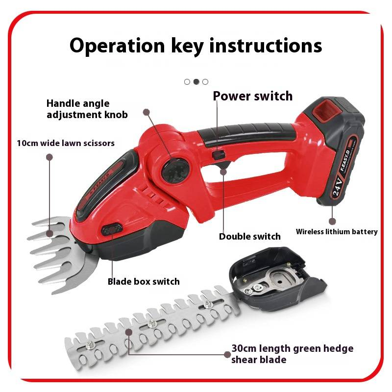 24V Cordless Electric Hedge Trimmer, Lightweight Single-Hand Operation For Home Garden Shrubbery, Grass & Branch Cutting_voghion.com