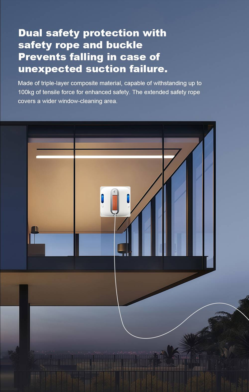 Robot lave-vitres Liectroux S11, jet d'eau 4 directions, navigation intelligente, système de sécurité multiple, fonctionnement sans cadre, télécommande et application._voghion.com