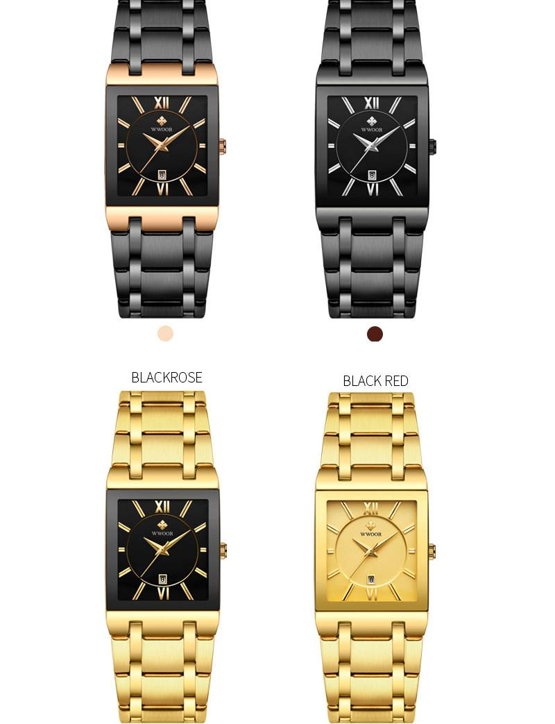Men's Stainless Steel Square Dress Watch With Quartz Movement, Date Display, And 30M Water Resistance Waterproof Business_voghion.com