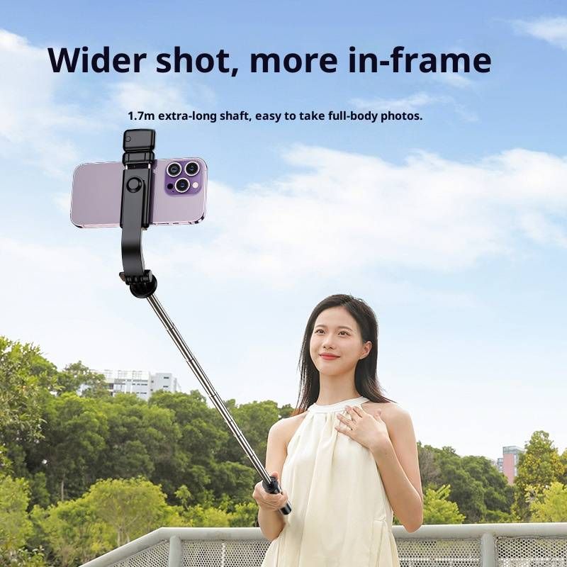 Universal Selfie Stick Tripod With Bluetooth Remote & 360° Rotation – Extendable 1m/1.7m Phone Mount For Vlogging, Live Streaming & Group Photos_voghion.com