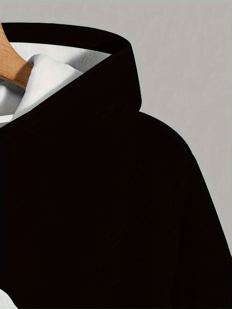 Fashionable And Casual Men's Printed Hoodie With No Pocket Design For Outdoor Autumn And Winter Clothing_voghion.com