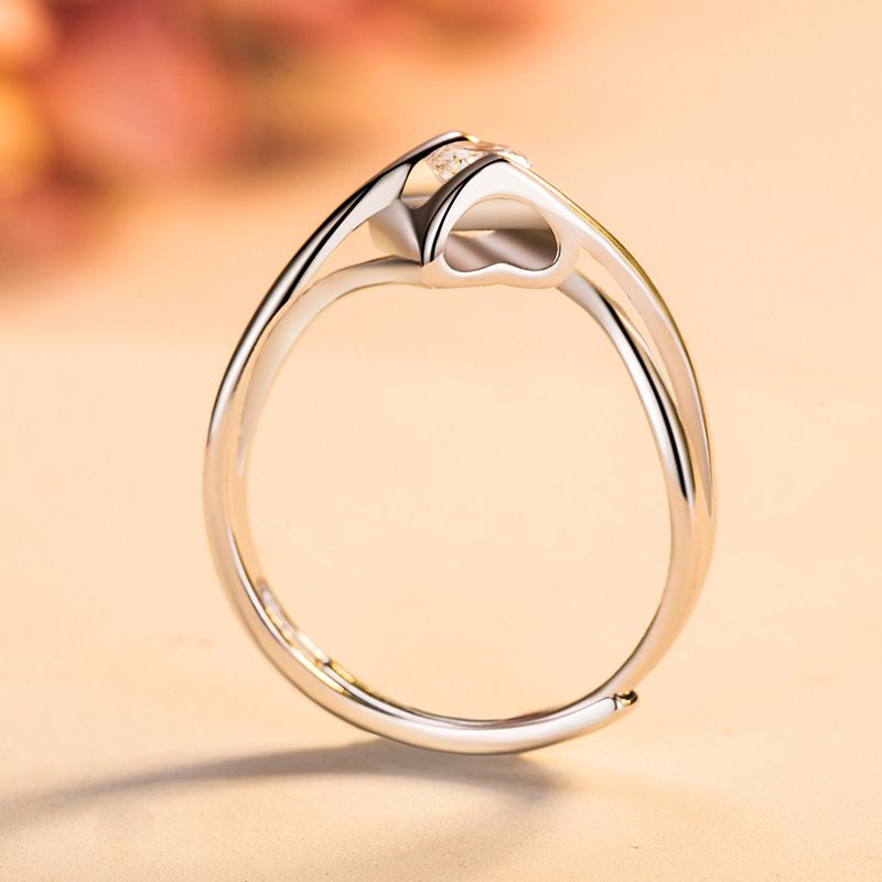 Anello in argento con moissanite aperto, stile coreano e giapponese, da donna, stile semplice, in diretta da 50 minuti_voghion.com