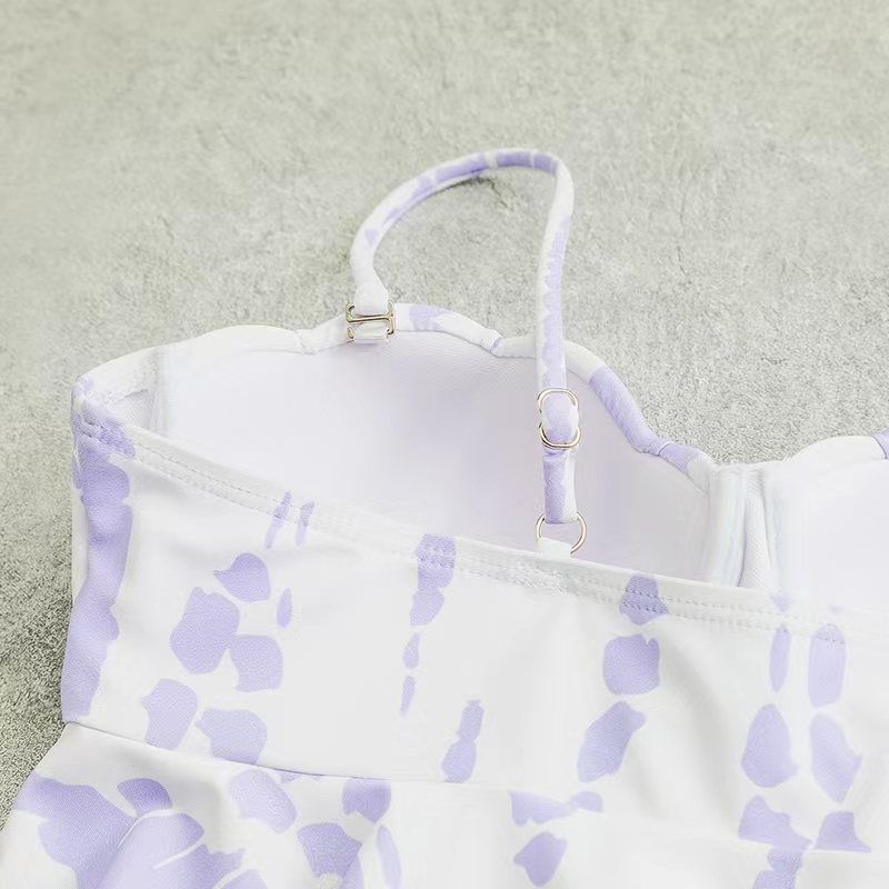 Damen Shell Zweiteiliger Badeanzug Bedruckter Push-Up-Bikini High-Waist Boyshorts Bademode Kordelzug Rückenfrei Hot Girl_voghion.com