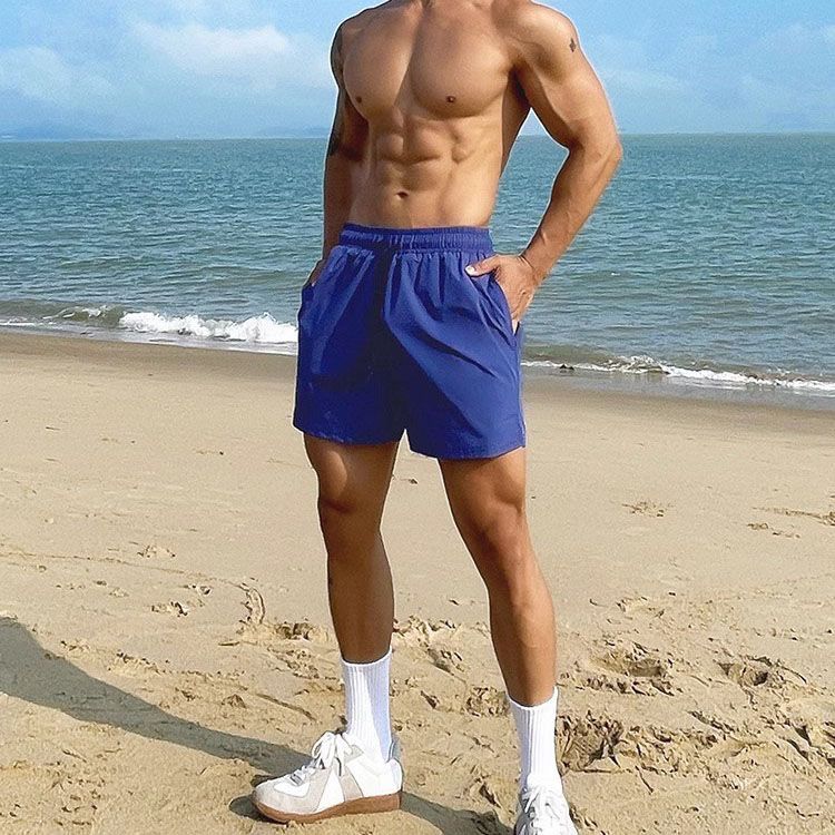 Atmungsaktive, dünne, lockere und bequeme Sportshorts für Herren, Lauftraining, Fitness, schnelltrocknend, dreiviertellang, für den Sommer_voghion.com