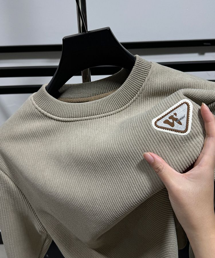 Herren-Winter-Sweatshirt mit Rundhalsausschnitt und Fleecefutter – Weicher und dicker Orion-Strickpullover für lässiges Lagen-Outfit, atmungsaktiv und wärmend_voghion.com