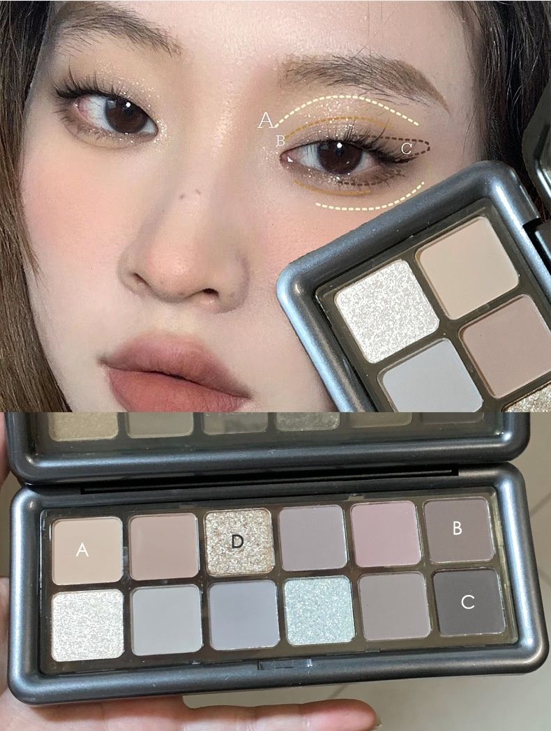 Phantom Bear Lidschattenplatte mit 12 Farben, Erdfarben, Perlglanz, matt, schwer abzunehmen, Make-up-Zementplatte, Make-up-Lidschatten_voghion.com