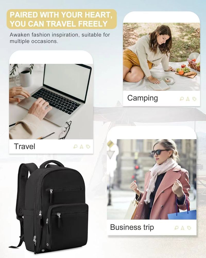 Happypeople Leichter Reiserucksack mit großer Kapazität, wasserdichter Unisex-Handgepäckrucksack mit Laptopfach, strapazierfähiges Oxford-Gewebe_voghion.com