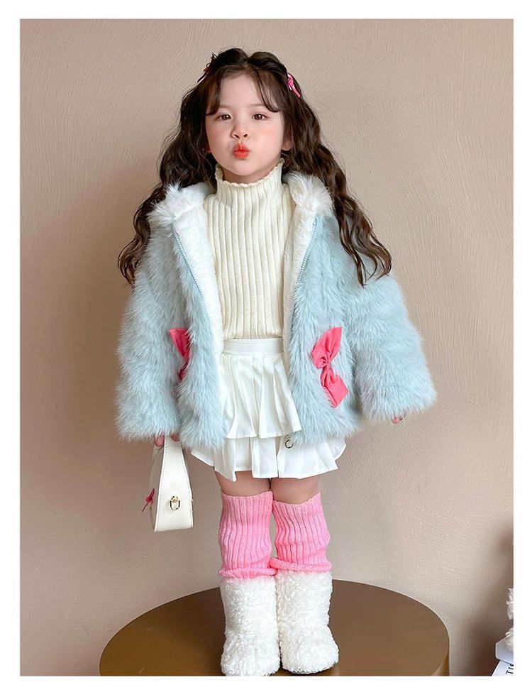 Mädchen-Kunstpelzmantel – Warme und stylische Winteroberbekleidung (3–8 Jahre) – Weiches Baumwollfutter mit Reißverschluss_voghion.com