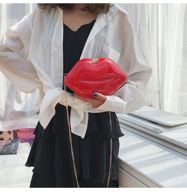 2021 Sommer neue Lippen Mini Make-up kleine Tasche Mode Candy Schulter Umhängetasche Kette Tasche Damentasche_voghion.com