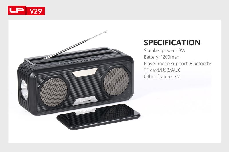 2021 Neues LP-V29-Kabelloser Bluetooth-Lautsprecher Taschenlampe Solar-FM-Radio_voghion.com
