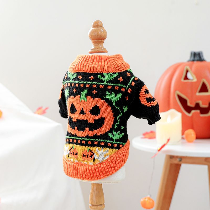 2025 Autumn Winter Pet Dog Cat Clothes Costume Apparel Pumpkin Halloween Sweater_voghion.com