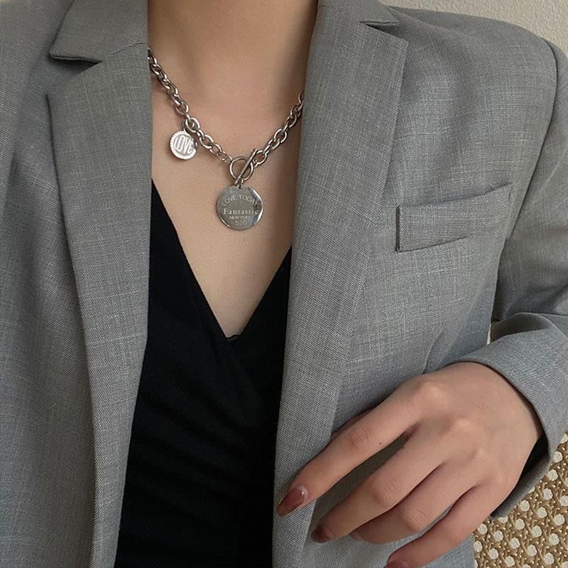 Titanium Steel Light Luxury Niche Design Necklace For Women And Men, Trendy Hip-Hop Clavicle Simple Sweater Chain, Long_voghion.com