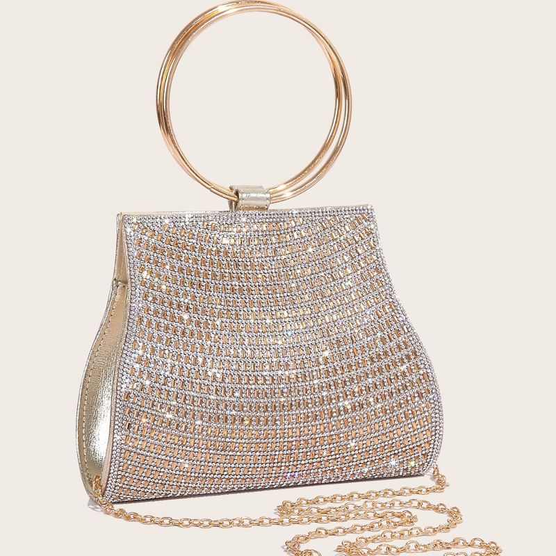 Evening PU Chain Magnetic Clasp Handbag Gold Women's Bag Trend_voghion.com