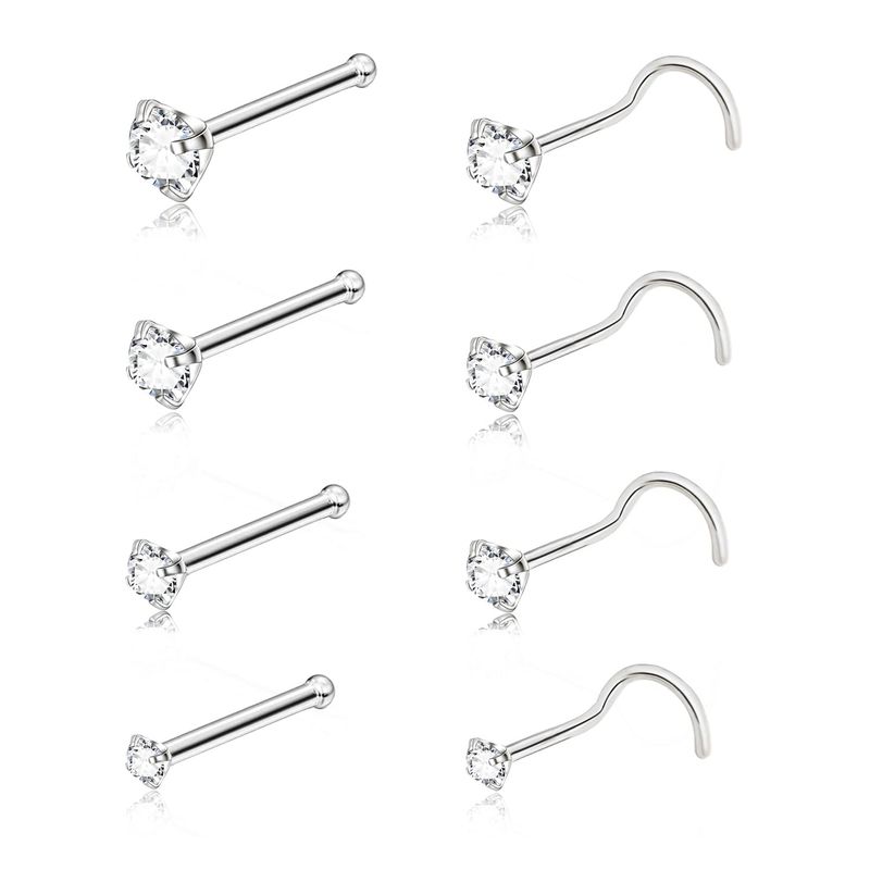 5 pezzi in acciaio inossidabile anello al naso per donne e ragazze piercing alla narice anelli gioielli piercing per il corpo in cristallo 1,5 2,0 2,5 3,0 mm 20 g_voghion.com