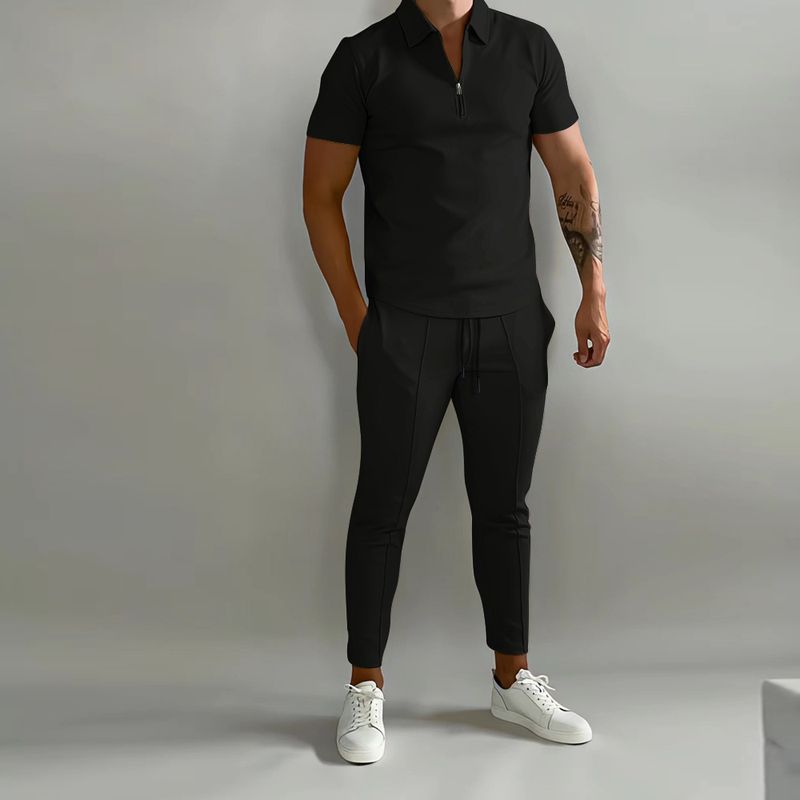 Men's Basic Solid Color Casual Sports Suit_voghion.com