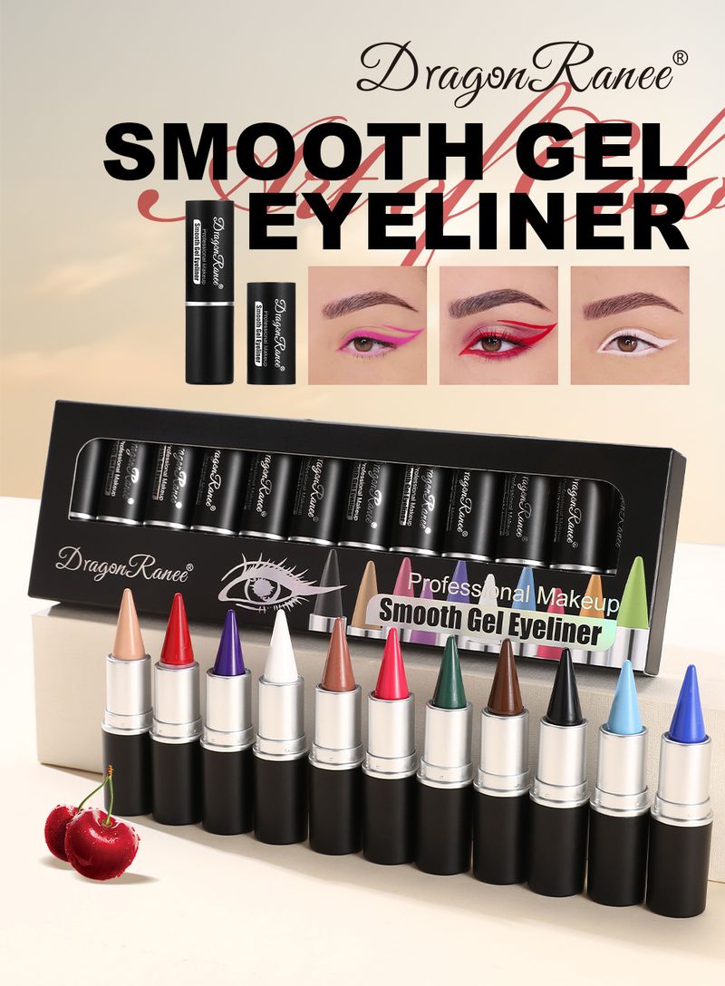 12-Color Matte Eyeliner & Eyeshadow Palette Set - White Solid Eyeliner, Black Lazy Makeup Eyeliner, All-in-One Colorful Eyeshadow Cream Kit_voghion.com
