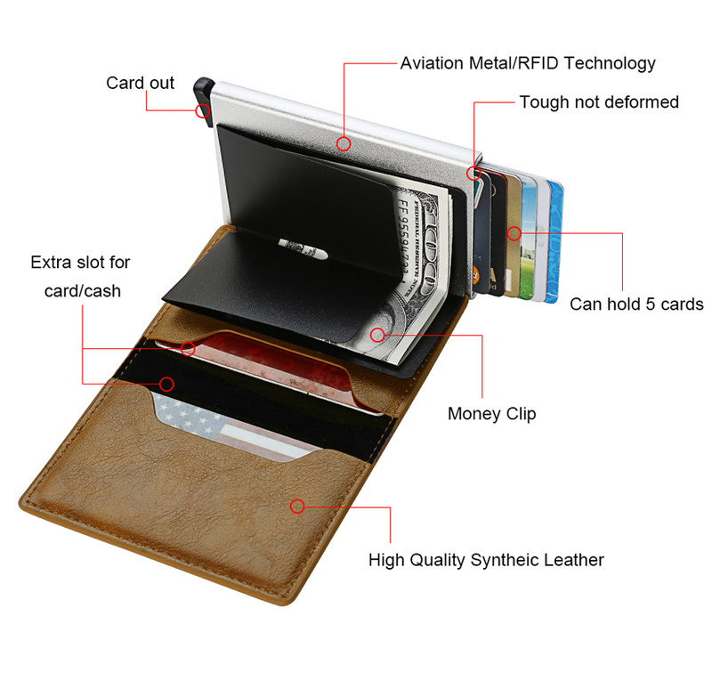 Kohlefaser-Kartenhalter-Geldbörsen für Herren, RFID-schwarz, magisches Trifold-Leder, schlanke Mini-Geldbörse, kleine Geldtasche, männliche Geldbörsen_voghion.com