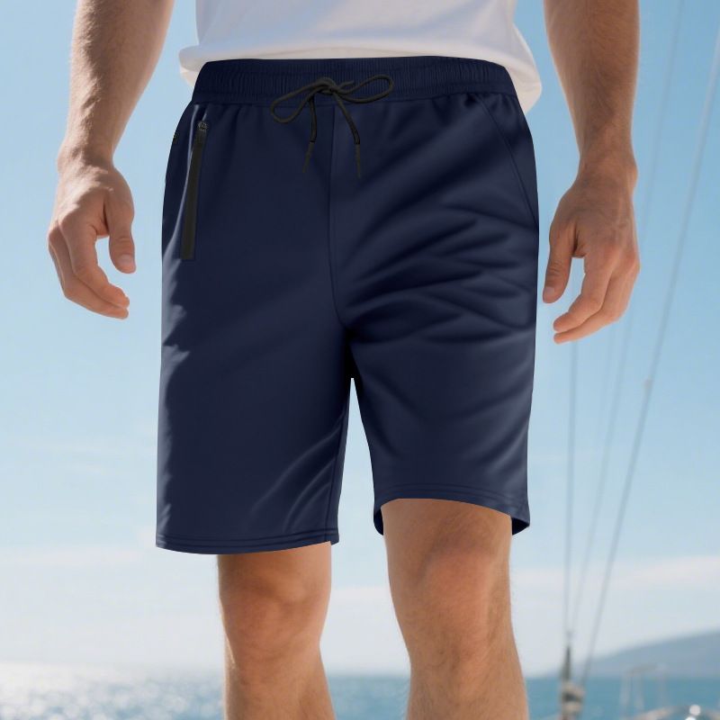 Sommer im amerikanischen Stil Neue Herren Casual Sports Buttoned Beach Solid Color Shorts_voghion.com