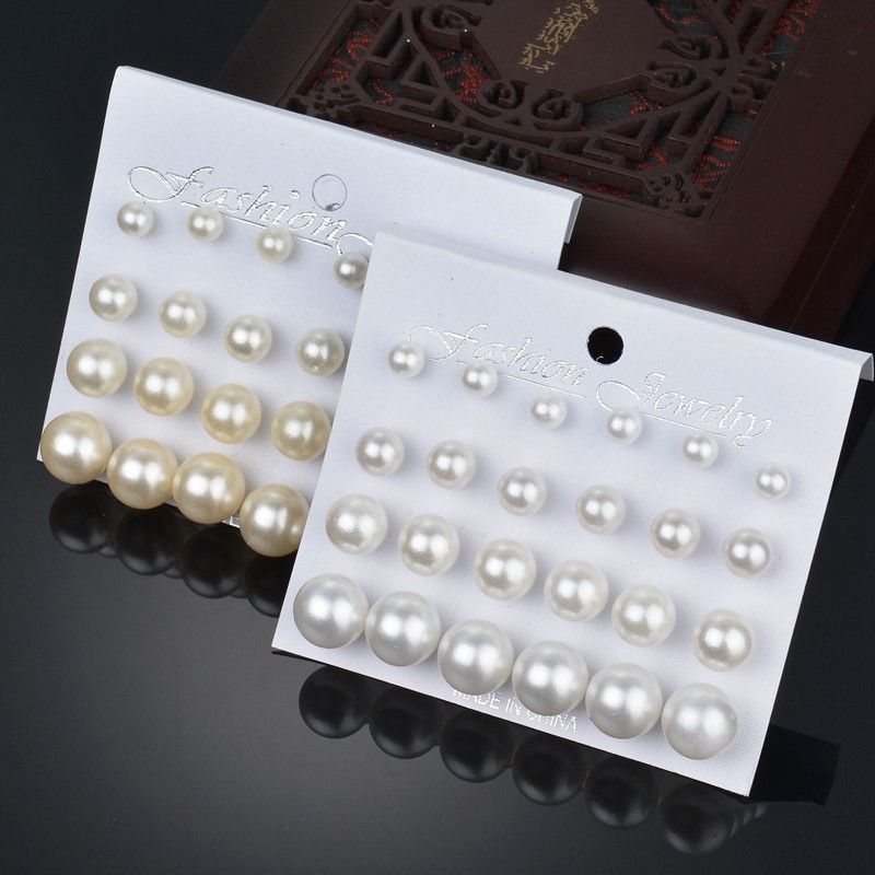 KOTiK 2024 Nuovo set di orecchini di perle simulate bianche per le donne, orecchini a perno con pallina piccola e grande, gioielli da sposa Brincos Bijoux_voghion.com
