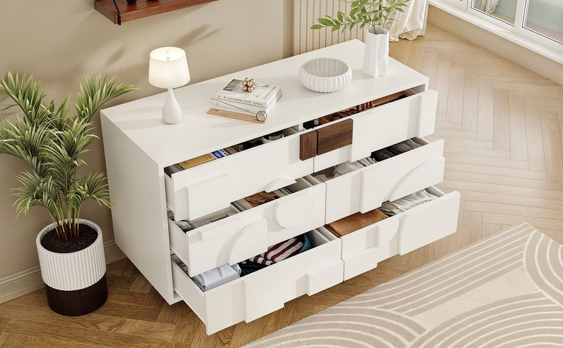 Credenza Weiß Mit Geometrischen Türen, funzione Push-to-Pop, Massivholzbeine_voghion.com