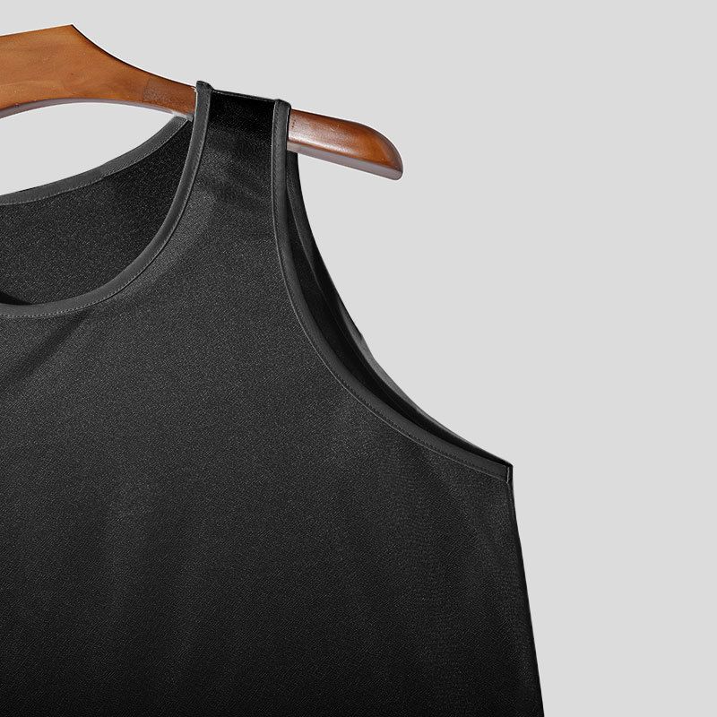 2025 Sommer Herren Sport Einfarbig Mesh Top Leichte Ärmellose Schlanke Sexy Durchsichtige Weste_voghion.com